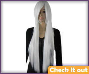 Long White Straight Wig.