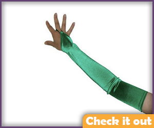 Green Fingerless Long Gloves.