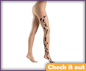 Nude tights with Floral Pattern. 