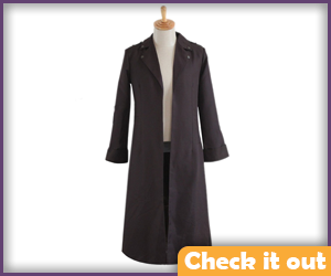 Dark Brown Notched Collar Trench Coat.