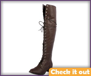 Brown Front Lace-Up Boots.