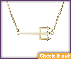Gold Trident Necklace.