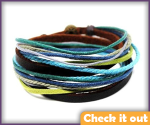 Multi-Color Leather Wrap Bracelets.