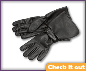 Black Leather Gauntlet Gloves.