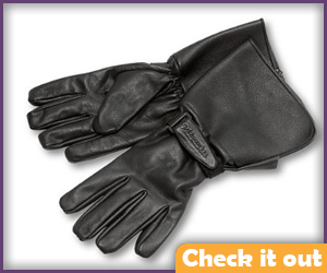 Black Leather Gauntlet Gloves.