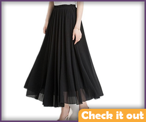 Black Chiffon Double-Layer Skirt.