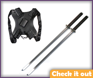 Dual Samurai Swords with Cross Back Holder.