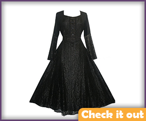 Sansa Stark Costume Black Medieval Dress.